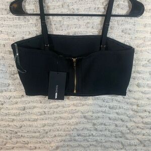 Fashion Nova Womens Large Black Crop Top Festival Marisa Bandage Sunkini New